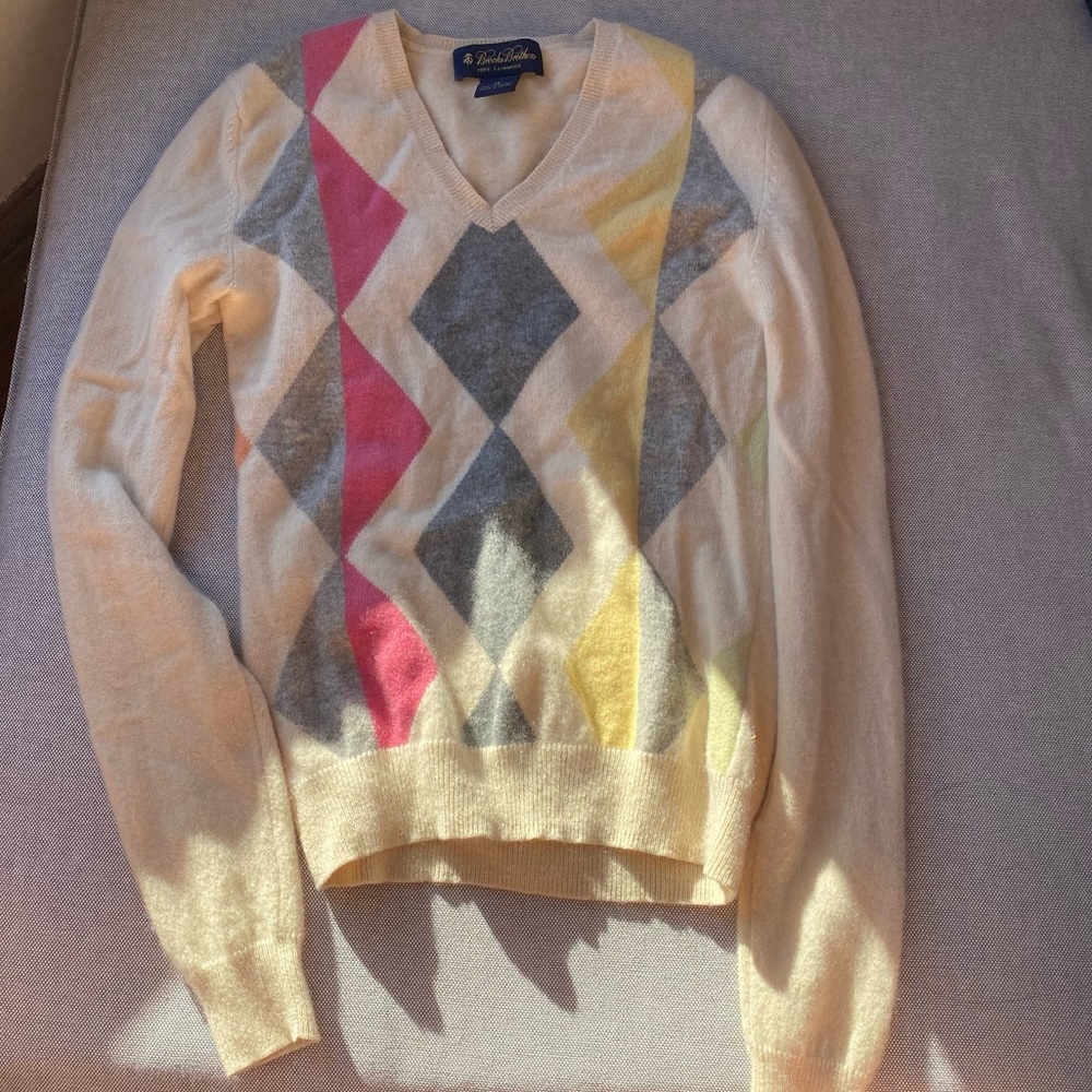 Brooks Brothers 100% cashmere sweater Argyle XS